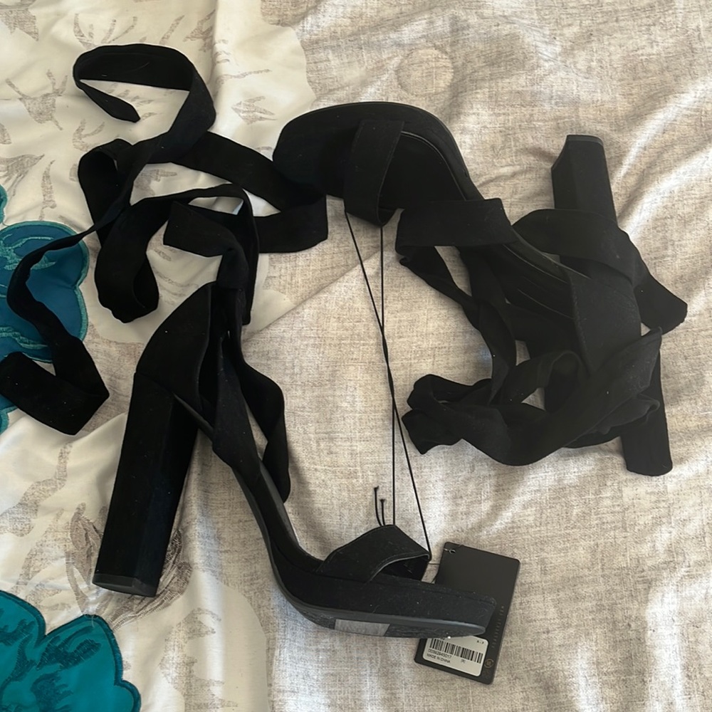 Chunky lace up heels
